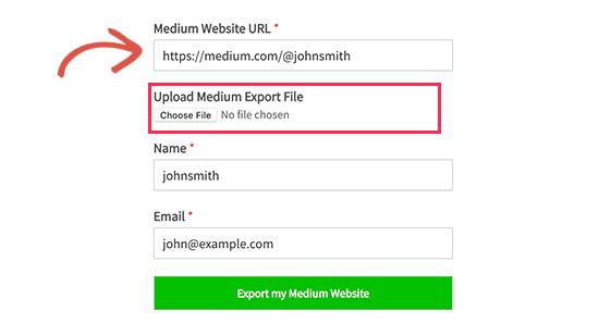Upload Medium export file