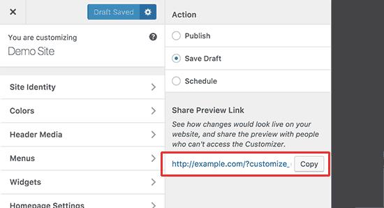 Share customize changes with URL