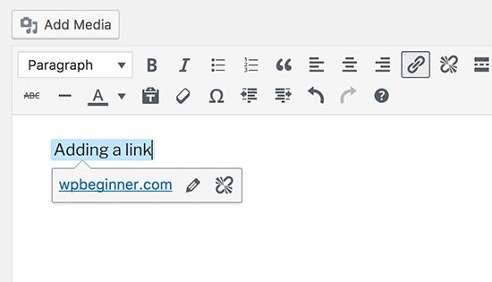 Better link editing in WordPress 4.8
