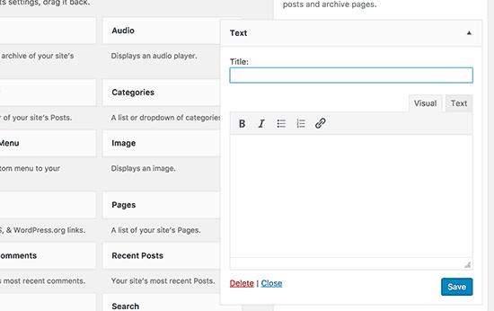 New text widget in upcoming WordPress 4.8 with visual and text editor