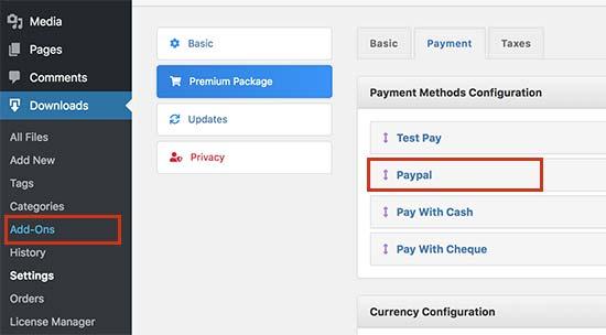 Configure payment settings