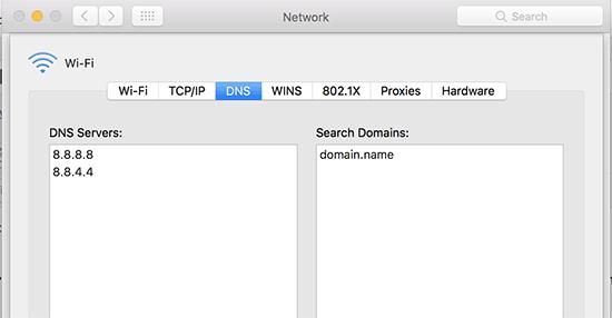DNS settings on Mac