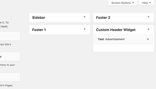 Custom header widget area