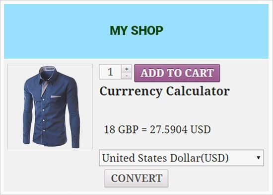 WooCommerce integration with currency calculator