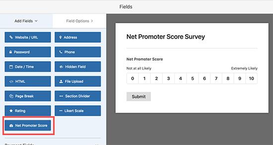 Add Net Promoter Score field