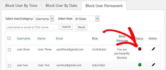 Block user permanent