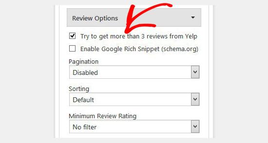 Yelp review settings