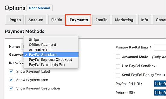 WooCommerce payment settings