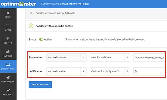 WooCommerce cookie tracking in OM