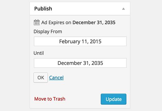 Create new ad in AdSanity