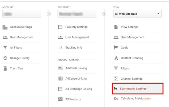 Swith to admin page in Google Analytics dashboard