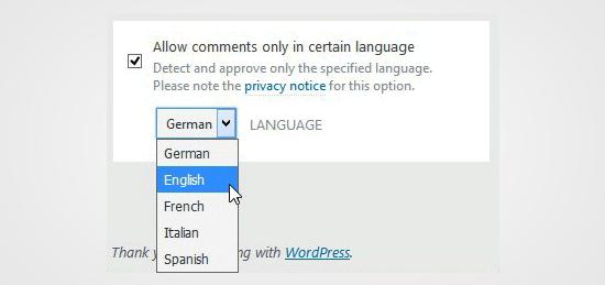 Allow Comments of a Language