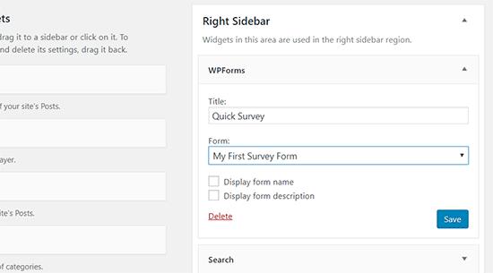 Survey form widget