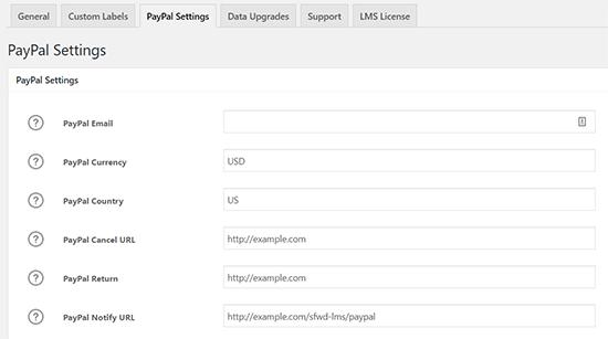 LearnDash PayPal payment settings
