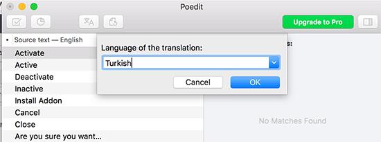 Choose language for your translation