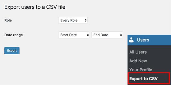 Export to CSV settings