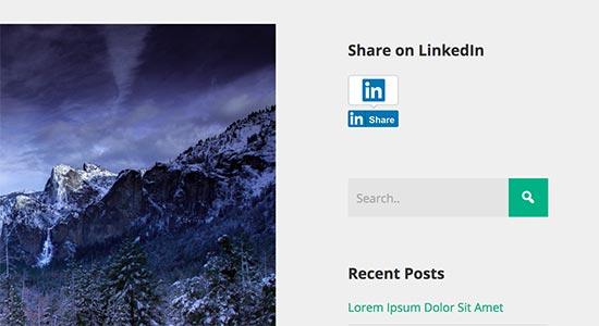 LinkedIn share button in sidebar