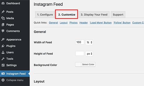 Customize Instagram feed