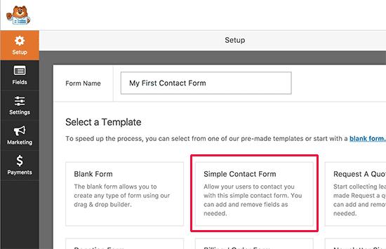 Create a new contact form
