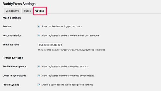 BuddyPress options