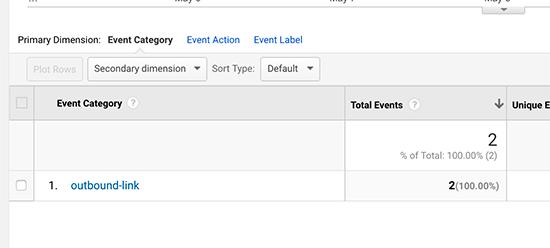 Outbound link event category in Google Analytics
