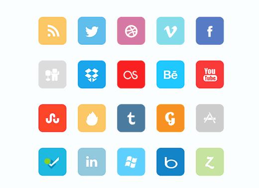 Free Flat Social Media Icon Set