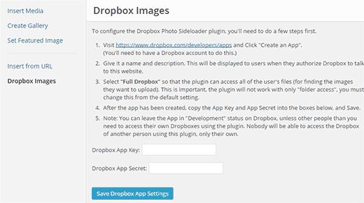 Adding images from Dropbox in WordPress media uploader