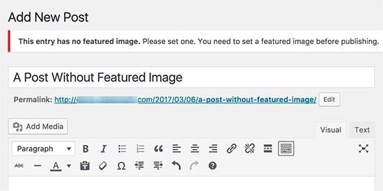 Require featured images for WordPress posts