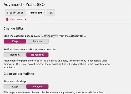 Permalink related settings in WordPress SEO Plugin