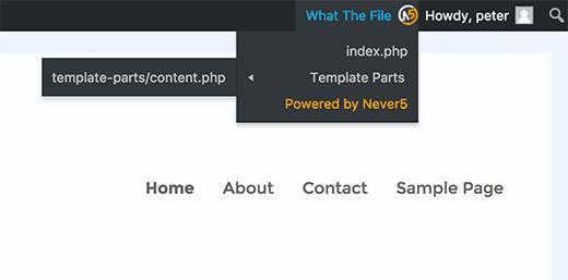 What the file menu in WordPress admin bar