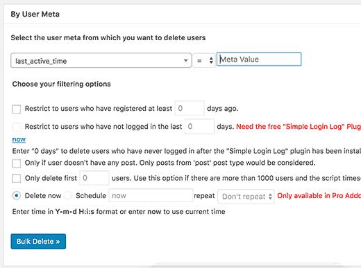 Bulk delete users by user meta data