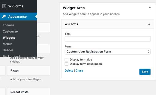 Add custom user registration form to sidebar in WordPress
