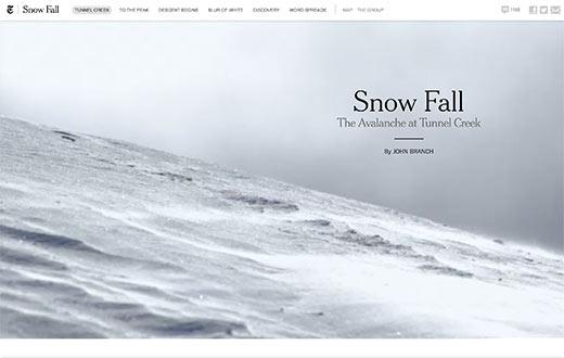 Snow Fall by New York Times was the first of this kind of storytelling on the web