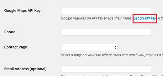 API key link