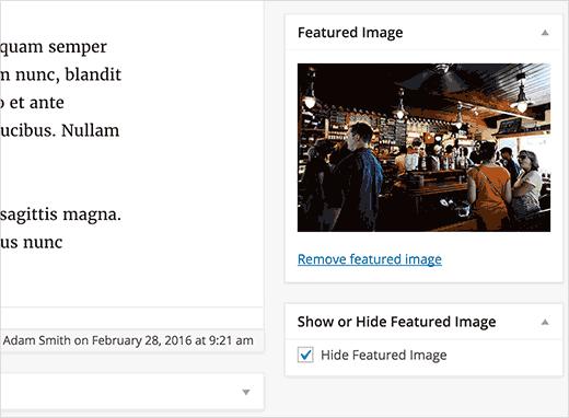 Hide featured image checkbox