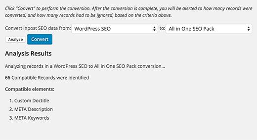 Analyzing compatible elements for SEO data transfer