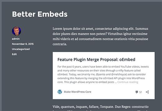 WordPress post embeds