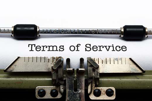 Terms of service agreement