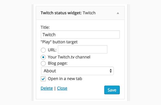 Twitch widget settings