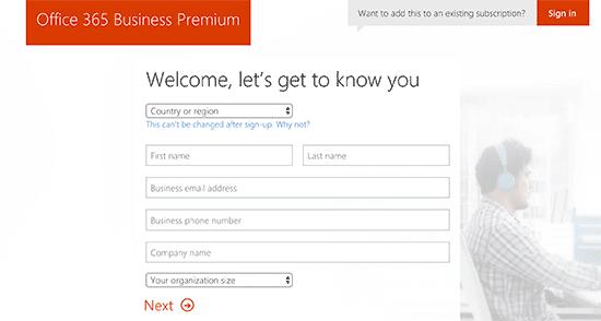 注册Office 365 Business premium