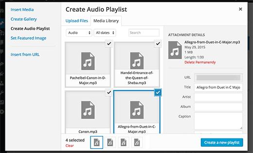 Creating an audio playlist in WordPress