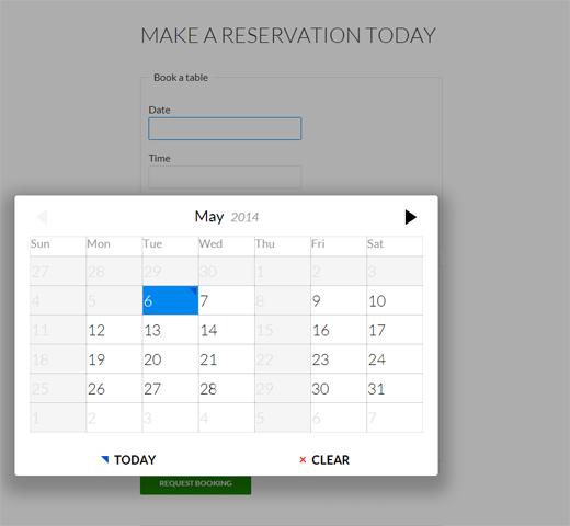 WordPress Restaurant Reservations Preview