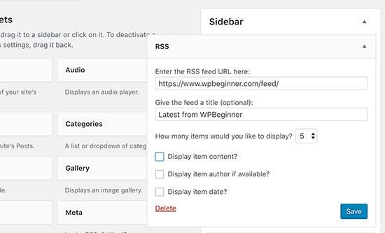 将RSS小部件添加到您的WordPress网站