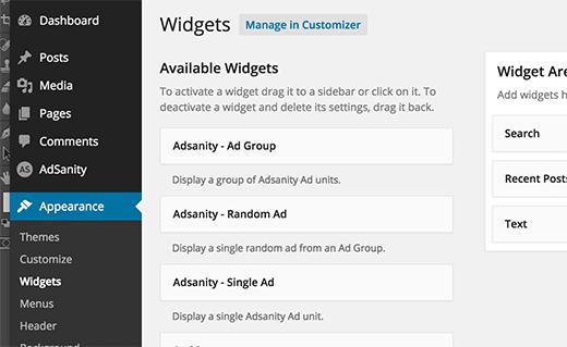 Displaying ads using Adsanity Widgets in WordPress