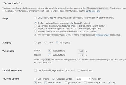 Configure featured video settings