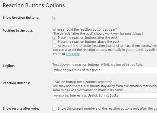 Configuring the reaction buttons