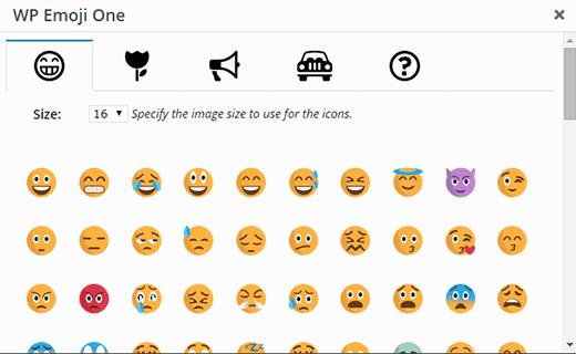 Emoji icons popup