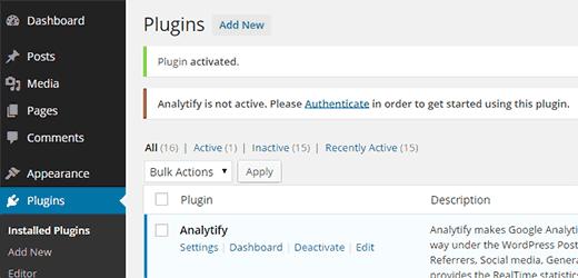 Authenticate Analytify with your Google Analytics account