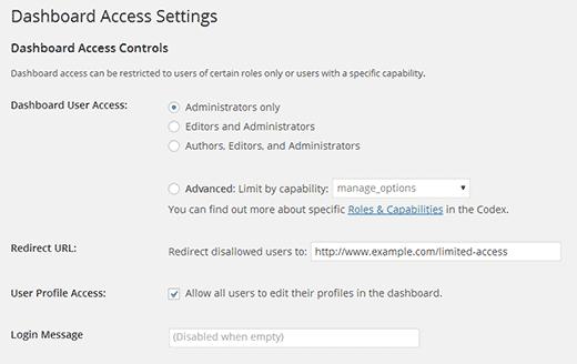 Configuring Limit Dashboard Access plugin