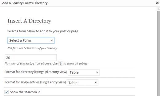 Adding web directory to a WordPress post/page